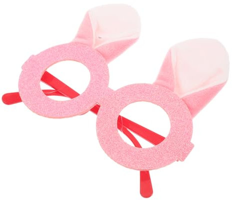 SAFIGLE Glitzer-Osterhasen-Brillengestell Für Kinder -Brillengestell Niedliche Hasenohren Brillen Lustiges Und Einzigartiges Kostümzubehör Für Ostern Partygeschenke Dekoration Rosa