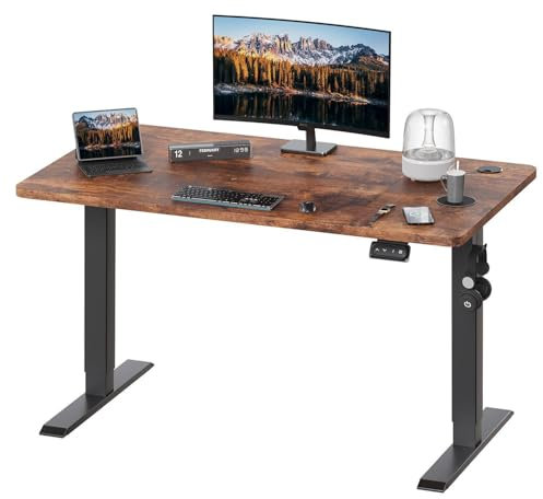 JUMMICO Electric Standing Desk, 120 x 60 cm Home Office Height Adjustable Desk, Computer Lift Table with Smart Panel & Memory Function, Brown