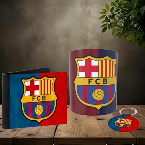 La Huella Pack personnalisé Barcelona (tasse, portefeuille et porte-clés). Pour tous les fans du Barça, un sentiment qui dépasse le simple sport.