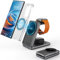 Magnetic Wireless Charger for Samsung Galaxy S25 Ultra S24, Foldable Magsafe Charger Stand 3 in 1 Travel Charging One-Click Ejection Samsung Watch Charger for Galaxy Watch Ultra 7 6 Galaxy Buds 3