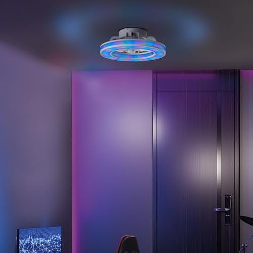 Lightbox LED Deckenlampe mit leisem Ventilator & RGB-Front Light | Ø 42 | weiße Deckenleuchte | Gaming Lampe dimmbar | per Fernbedienung | 26 W | 2700-6500 K | 3100 lm | aus Kunststoff