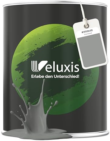 Veluxis Wandfarbe Grau Grün Hellgrau matt 1 L – Stoneleaf | Innenfarbe mit Deckkraft Klasse 1, VOC-frei, ohne Grundierung, tropfarm, für Wohnzimmer und Schlafzimmer