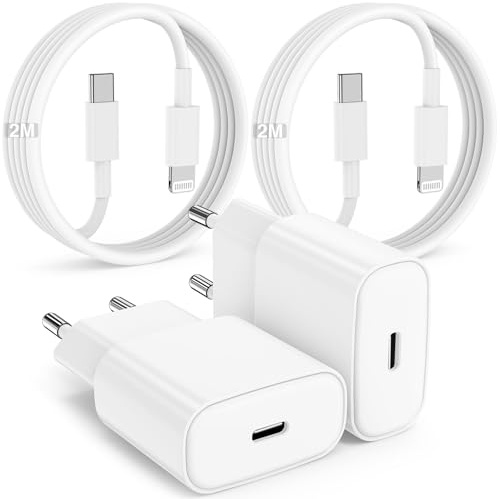 20W Ladegerät für iPhone 14 13 12 11 SE Pro Max/Plus &2+2M Schnellladekabel | 20W Schnellladegerät& &2+2M USB C auf Lightning Ladekabel für iPhone 14/13/12/11/iPad, USBC Charger/Adapter/Netzteil/ Weiß