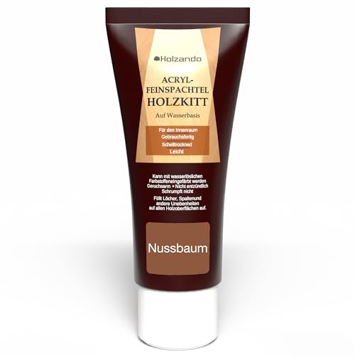 Holzando® Acryl Holzkitt Feinspachtel für Holz, OSB und Wände Nussbaum 80, 250gr Tube