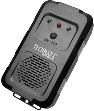 Technaxx Ultrasonic Marten and Rodent Repellent TX-368 with LED Flash, 12–24 kHz Frequency, 20 m² Range, Battery or 12V Car Power, Pest Deterrent for Car, Attic, Gazebo, Carport