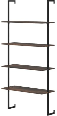 GIANTEX Mensola da Parete a 4 Ripiani con Telaio Metallico | Scaffale Sospeso Salvaspazio, Stile Industriale, 76 x 30 x 163 cm, per Cucina, Soggiorno, Camera e Ufficio