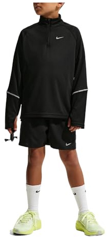 Nike Miler Oberteil Mit Dri-Fit-Technologie Und Halbreißverschluss Für Ältere Kinder, Black/Reflective Silv, IF2426-010, XL