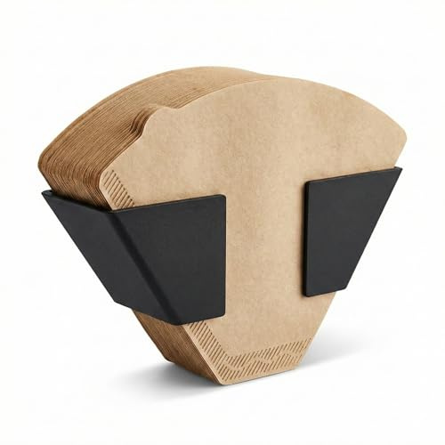 BERGKONTOR Kaffeefilterhalter Größe 4 Schwarz – Selbstklebend ohne Bohren – Filtertüten Aufbewahrung für Camping, Wand & Küchenschrank – Kaffeefilter Spender Halterung 1x4