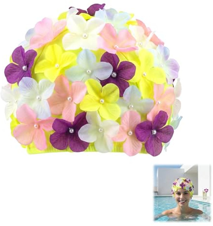 Cuffia da nuoto da donna, 22 x 15 cm, da donna, porta fiori con cuffia da nuoto per capelli lunghi, da donna, perfetta per la piscina, la spiaggia o l'allenamento