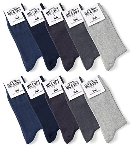 Mat And Vic's Chausettes, Confortables, Respirantes - Jeans Colors - Lot de 10 paires 39-42