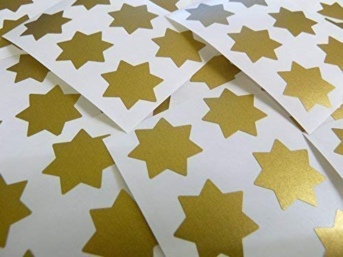 25mm (1) Sternform Farbcode Sticker - Packungen mit 90 Groß Bunt Sterne Klebeetiketten - 32 Farben Verfügbar - Mattes Gold