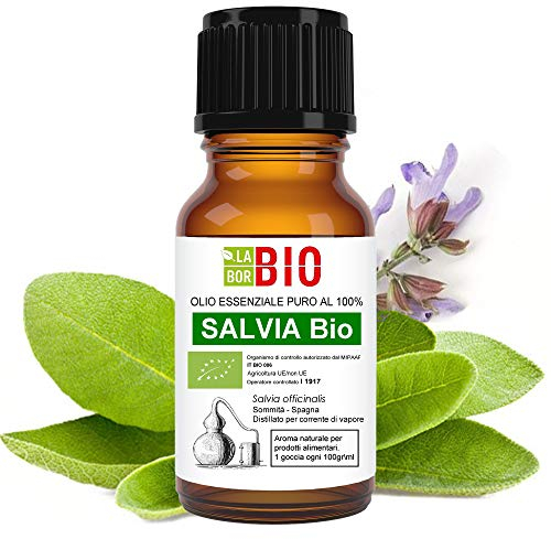 Salvia Bio Aceite Esencial 100% Puro 10 ml - Uso Alimentario Terapeutico Cosmetico Aromaterapia - Laborbio