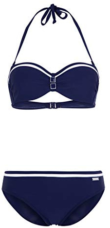 Lascana Damen Bügel-Bandeau-Bikini im Marine-Stil, elegant