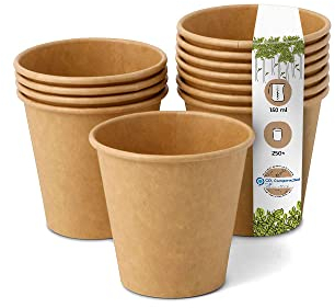 BIOZOYG 250 Stück Kaffeebecher Pappbecher 150ml / 6 oz Ø 80 mm braun - Einwegbecher plastikfrei - Becher aus nachhaltiger Forstwirtschaft - Kaffeebecher Einweg