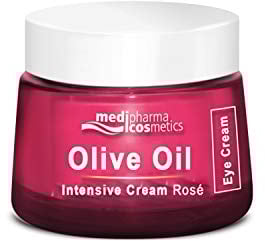 Olivenöl Intensivcreme Rosé Augencreme - Strafft & mildert Falten - Korrigiert Augenringe und Schwellungen - medipharma cosmetics -15ml