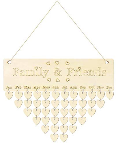 EXCEART Holzdekor Dekoration Für Zu Hause Erinnerung Kalendertafel Holzkalender Selber Machen Familiengeburtstagstafel DIY Geburtstagserinnerung Wandbehang Kalender Hängen Bambus Haushalt