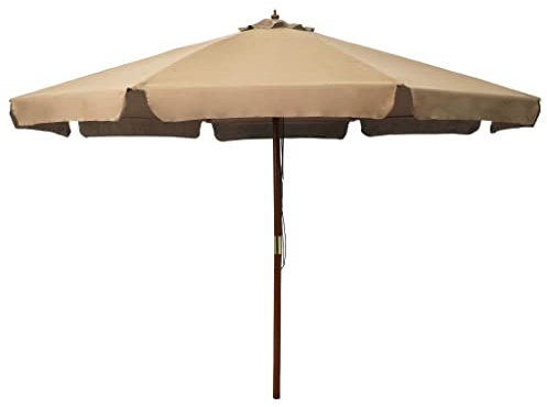 Parasol d extérieur avec mât en bois 330 cm Taupe