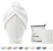 ENETIX 2 Stück Microfaser Handtuch für Damen, Haare Schnelltrocknend 25 × 70 cm Super Absorbierender Anti-Frizz-Haar-Turban, Schnell trocknende Haartücher mit Knopf (Weiß)