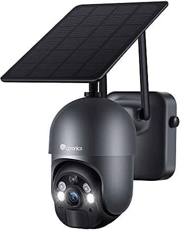 Ctronics 2K 3MP Überwachungskamera Aussen Akku 355°/95° Schwenkbar mit Solarpanel, Kabellos PTZ WLAN IP Kamera Outdoor, PIR und Radar Erkennung, Farbige Nachtsicht mit Spotlight, 2-Wege-Audio