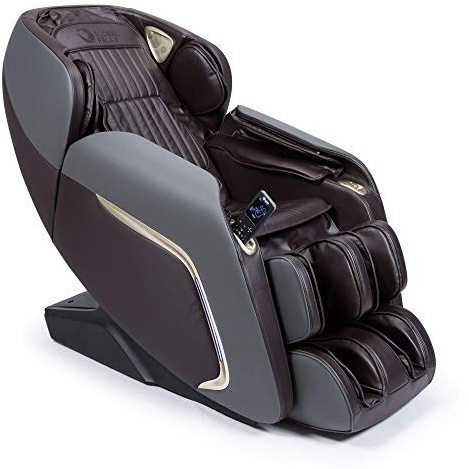 GLOBAL RELAX® I Ananda 2D+ Massagesessel l Braun | Massagegerät mit 12 professionellen Massage- I Pressotherapie-Programmen | Dimmbar | Prestige-Technologie | 3D-Klang | Bluetooth | USB