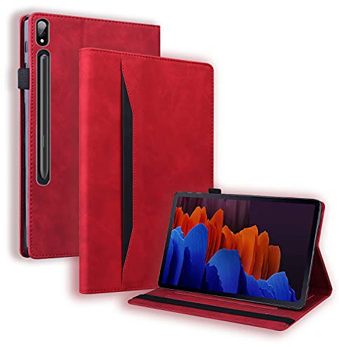 Auslbin Coque pour Samsung Galaxy Tab S8 S7 11 Tablette Étui avec Fonction Support Case Housse de Protection pour SM-T870 SM-X700 - Rouge