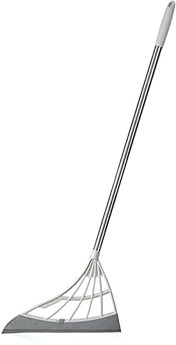 Escoba mágica multifunción 2 en 1, seca fácilmente el agua y el cabello en la superficie del suelo, ventana, piso de madera, cocina, súper escoba (gris)