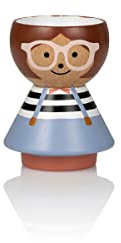 Lucie Kaas Eierbecher aus der Borkfold Kollektion, in Form eines Mädchens Miranda, aus Buchenholz, handbemalt, Höhe: 6cm, BF01MR, Mehrfarbig, Höhe: 6 cm