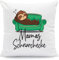 GRAVURZEILE Kissen mit Spruch - Schnarchecke - Lustiges Motiv Faultier - bedruckter Bezug mit Reißverschluss - Witzige Geschenk für Mama zum Geburtstag Weihnachten - mit Füllung - Farbe: Mama
