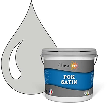 POK SATIN : Peinture Satin Lessivable Galet Gris 50m² - 5L