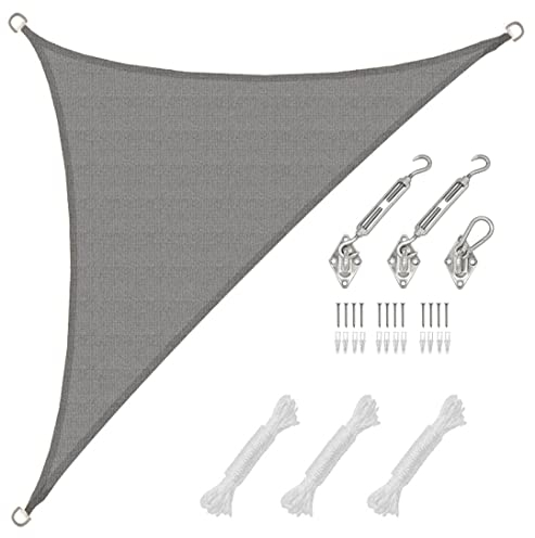 AMANKA 2,5x2,5x3,5 Voile d'Ombrage Triangulaire Respirante - Toile de Jardin avec Fixation Acier INOX