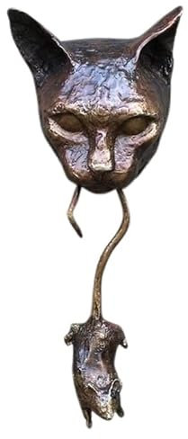 YANYUESHOP Katzen-Türklopfer-Skulptur, Katzen- und Maus-Ornamente, dekorative Katze, Maus, abschreckende Dekoration, Haustür, Wandbehang