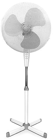 TIENDA EURASIA - Ventilador de Pie Metálico 45W - 3 Velocidades - Oscilante 90º - Ventilador Silencioso - Ideal para estancias de 25m2 (Blanco)