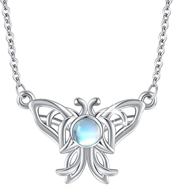ZIPPICE Mondstein Halskette für Damen 925 Sterling Silber Schwan/Kleeblatt Anhänger mit Keltischem Knoten Schmuck Geschenke für Frauen Mädchen Tochter Freund (Swan)