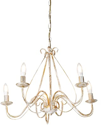 Qazqa - Landhaus I Vintage Smart Kronleuchter I Chandelier weiß 5-flammig Lichter inkl. Wifi B35-flammig - Giuseppe - Stahl Rund - LED geeignet E14