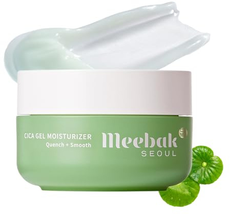 Meebak Cica Gel Face Moisturizer | Lightweight Hydrating Water Cream with Hyaluronic Acid & Vegan Collagen | Fast-Absorbing, Cooling Gel for All-Day Hydration & Glass Skin | Korean Skin Care
