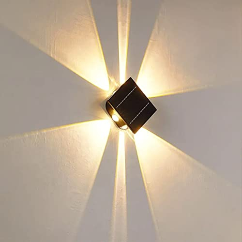 Arnusa Solarleuchte Wandlampe Wandleuchte kabellos Solarlampe Außenleuchte Up Down und Side/Side strahler warmweiß und kaltweiß einstellbar 1300 mAh Gartenleuchte Gartenlampe
