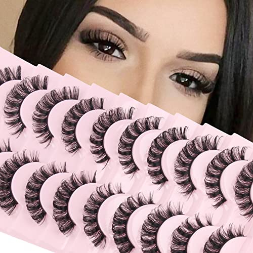 Parriparri Russische Falsche Wimpern Russian Strip Lashes D Curl KüNstliche Wimpern 10 Paar Curly Cat Eye Lashes Fluffy Volumen Wimpern Fake Lashes Handgemacht