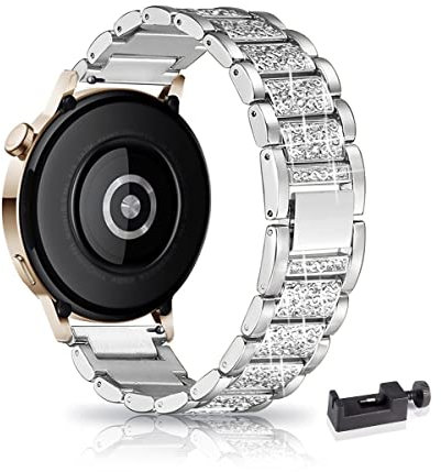 20MM Metall Armband für Huawei Watch GT 3 42mm/GT 2 42mm Armband, Frauen Strass Glitzer Verstellbare Edelstahl Ersatzbänder Armband Kompatibel mit Huawei Watch GT 3 42mm/GT 2 42mm (A)