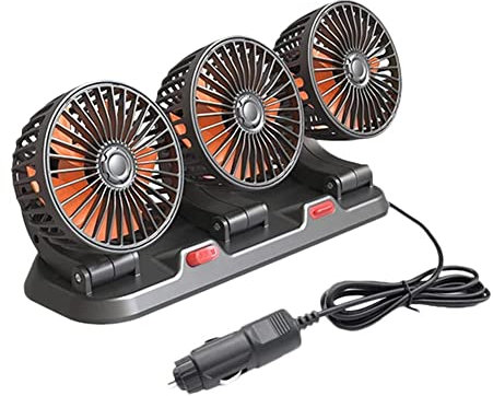 BRIUERG Ventilateur pour Voiture Ventilateur à Trois TêTes pour VUS USB Ventilateur Personnel 2 Vitesses Ventilateur ÉLectrique pour Camion VéHicule (24V)