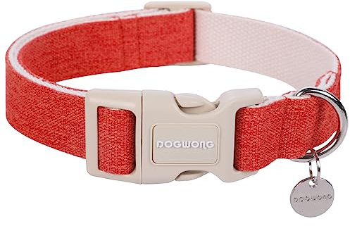 DOGWONG Hundehalsbänder Orange, Hanf Hundehalsbänder Orange hundehalsband, Natürliche Weich Langlebig Halsband Hund Bequeme verstellbares Hundehalsband für Grosse kleine mittelgroße Hunde
