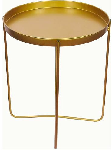 Trendi Golden Metal Side Table: Versatile Round End Table and Nightstand for Stylish Home Decor Display | living room Furniture | Display Unit for Home Decor