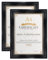 GraduationMall A4 Diplom Rahmen Bilderrahmen Dokumentenrahmen Profi Holzoptik Echtglas Schwarz mit Gold Perlen Echtes Glas Wand- & Tischrahmen 2er Set