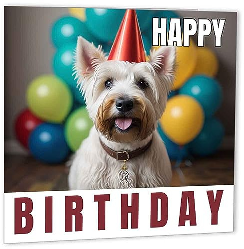 Westie Geburtstagskarte, West Highland Terrier, 147 x 147 mm