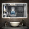 Bluetooth LED Bathroom Mirror with Lights, Magnifying 1200x700mm Bathroom Mirrors with Dimmable 3 Colors, Demister Pad, Anti-fog, Clock, Illuminated Wall Mounted Vanity Mirror Horizontal/Vertical