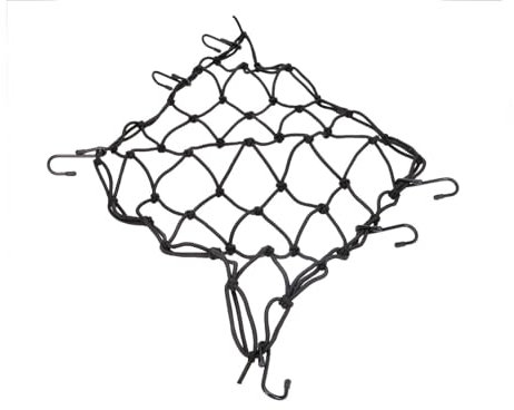 Fahrradnetz für Korb Gepäcknetz 25x25cm schwarz mit 6 Haken für Korb und Gepäckträger oder Motorradnetz für Helm Cargonetz Rausfallschutz