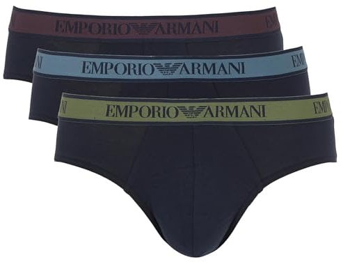 Emporio Armani Herren CORE Logoband 3-Pack Brief Slip, Marine/Marine/Marine, M