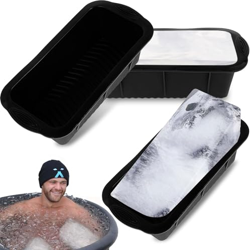 3Pcs Ice Bath Ice Blocks Moulds 4.7lbs Giant Ice Cube Tray Reusable Ice Bath Chiller 25.5x13 x7cm Thickened Silicone Large Ice Cube Tray Multifunctional Silicone Moulds for Making Bread Cake Soap