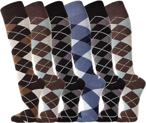 FussFreunde 6 Paar Reitersocken mit Karo Mustern und Anti-Loch-Garantie