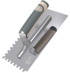 Ardex Zahnkelle - Profi Edelstahl Glättekelle - Zahnspachtel zum Verlegen von Fliesen - Ergonomisch Griff - Made in Germany (280 x 130 mm, 0,7 mm, 12 x 15 mm)