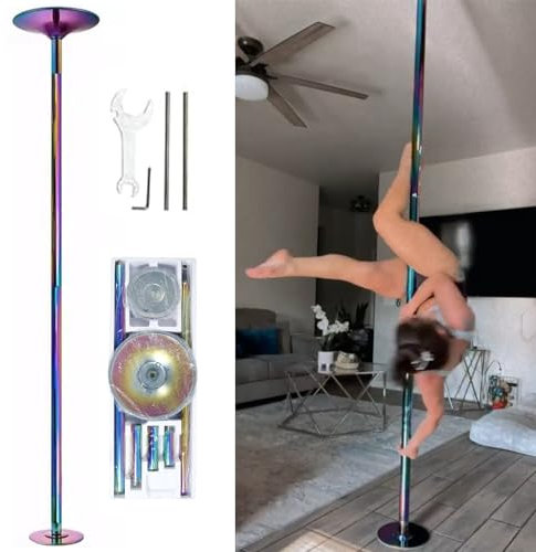 Barre de Pole Dance Pole de Danse Portable à 360 ° Spin pour la Maison, Pôles de Strip-teaseuse Amovibles de 7,4ft-11ft avec Une Tige D'extension, Couleur Pole de Danse de Formation Statique et Pivota
